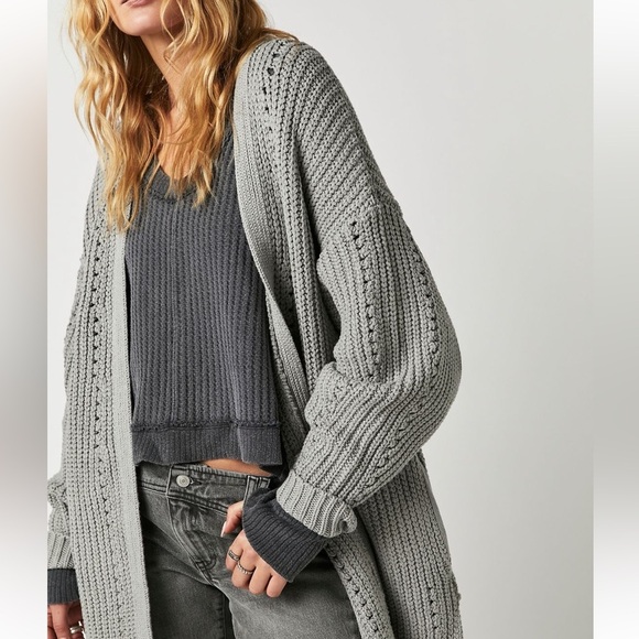 Free People Nightengale cardigan grey (NWT) size xs - Oversized - Picture 3 of 4
